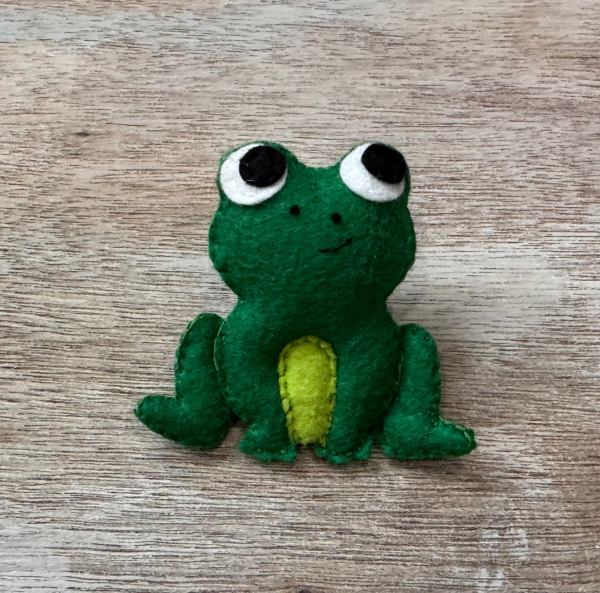 handmade and hand sewn felt creation by a little bit whimsy - brightly colors sea animals/ creatures. primary colors and pastels  smiling green frog