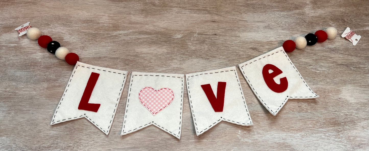 Love Banner Red & White