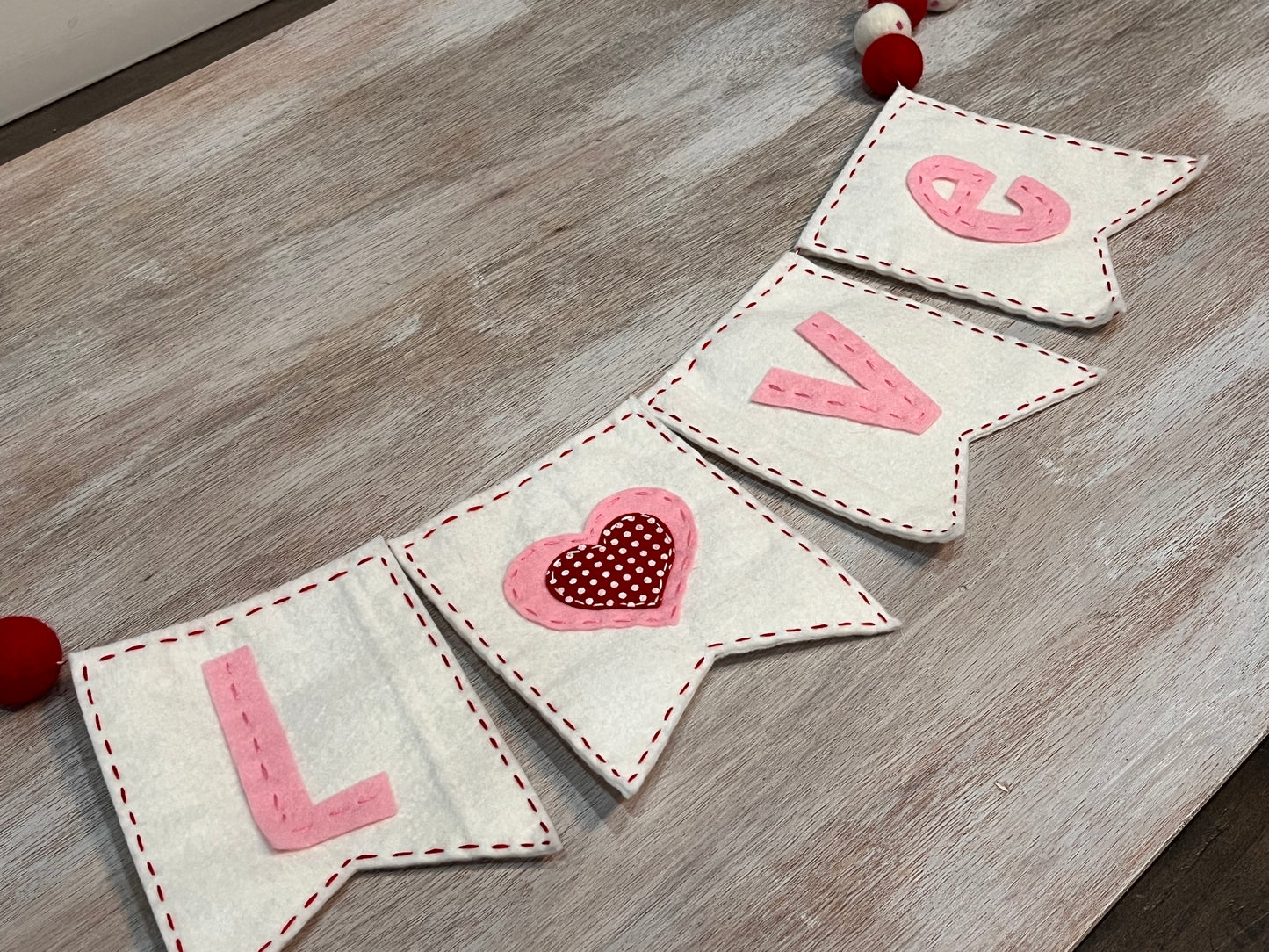 Love Banner Pink & White