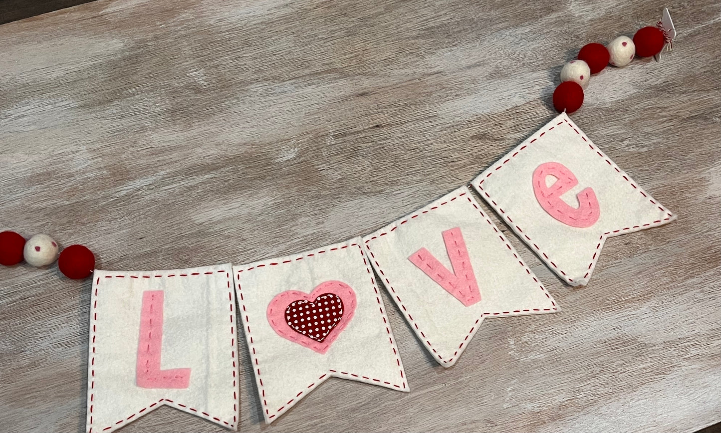 Love Banner Pink & White