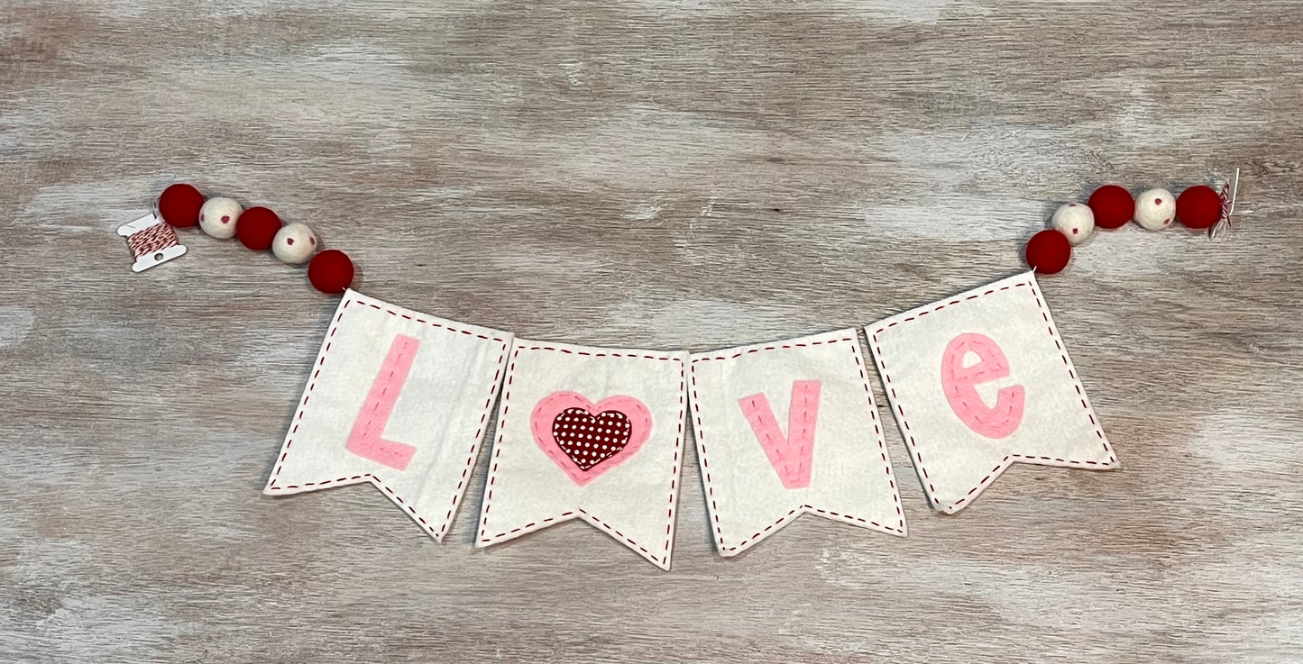 Love Banner Pink & White