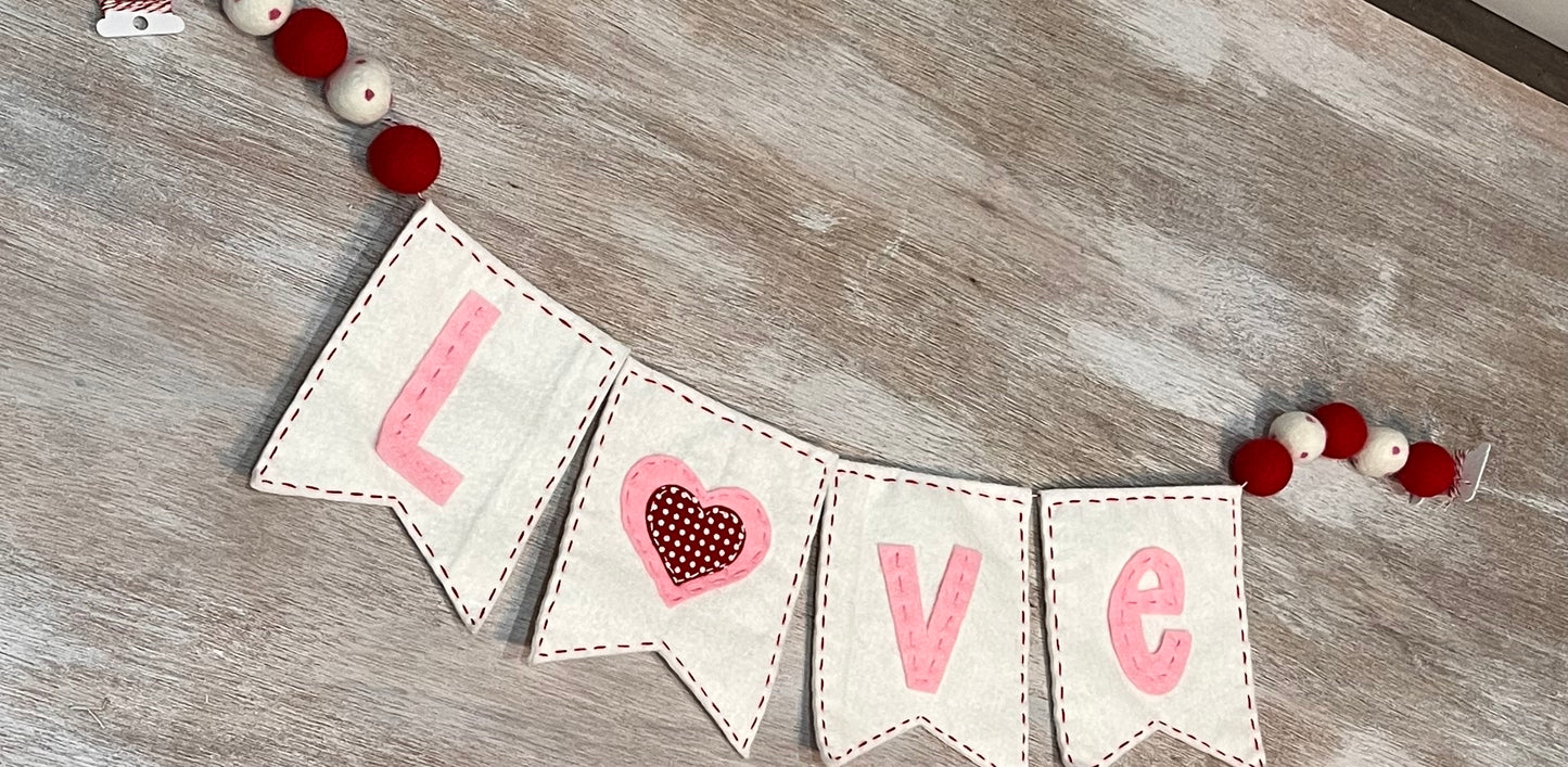 Love Banner Pink & White