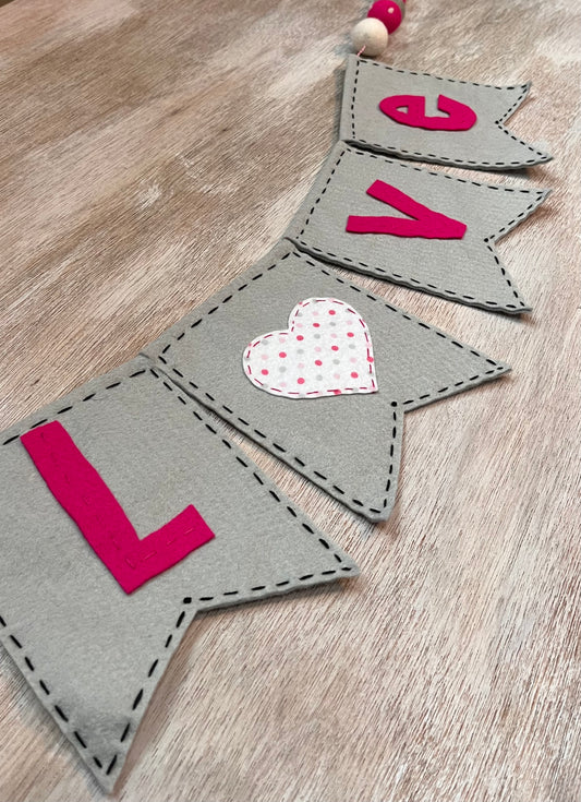 Love Banner Gray & Hot Pink